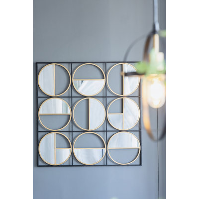 Eclectic Styling Metal Beaded Black Wall Mirror With Contemporary Design
