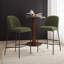 Ensemble de 2 tabourets de bar en tissu gris avec structure en métal bronze antique pour une salle à manger moderne-2069157819