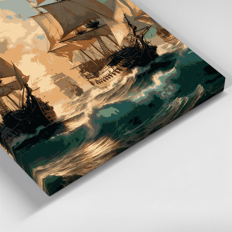 Art nautique sur toile brun, H 24 po x l 36 po