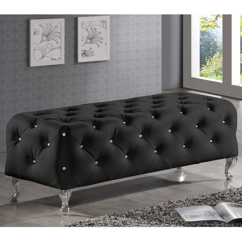 Cronk 130cm Wide Tufted Rectangle Standard Ottoman, Black