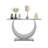 Modern 47.25" Glass Entryway Console Table with Moon-Shaped Stainless Steel Pedestal Base, Long Narrow Sofa Table Behind Couch Hallway Table for Entryway, Living Room, Foyer-1086550310