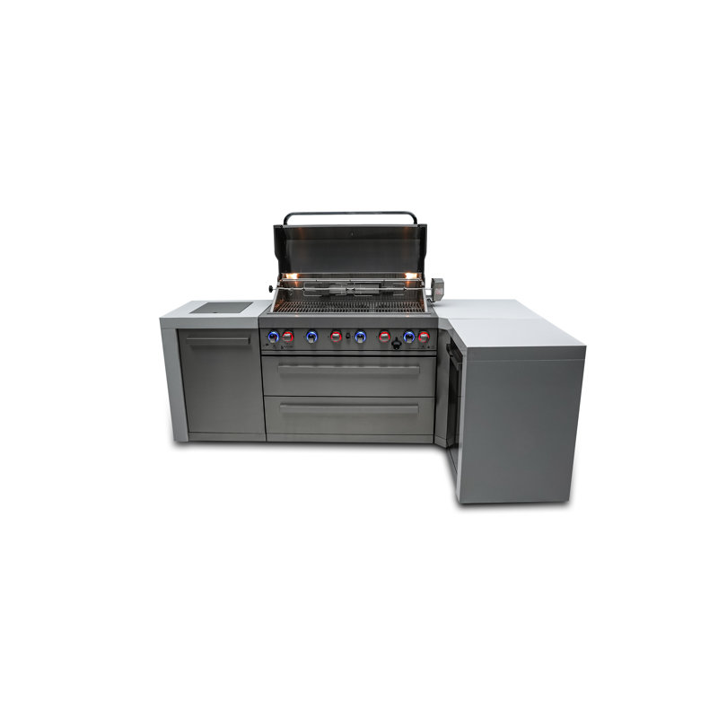 Mont Alpi 6-Burner 90 Degree 115000 BTU Corner Stainless Steel Outdoor Island Kitchen Barbecue Grill