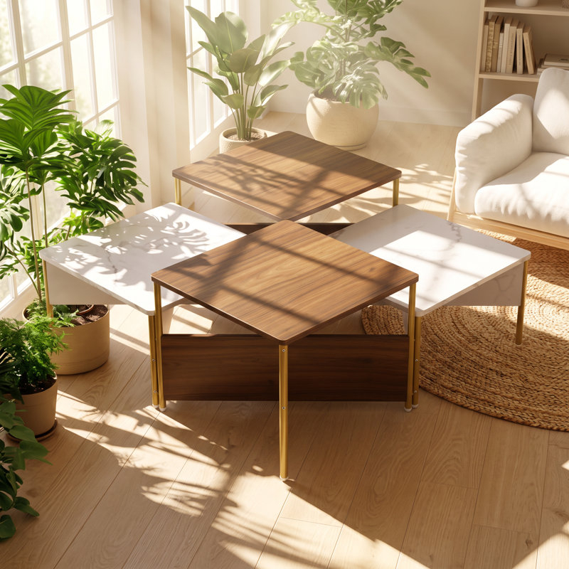 Christopher Knight Home, ensemble de 4 tables basses gigognes carrées en MDF, dimensions : 100 cm (L) x 100 cm (P) x 40 cm (H)