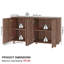 Buffet de 59 po de largeur avec portes cannelées, buffet avec tablettes réglables et rangement pour la salle à manger, la cuisine et le salon-418011895