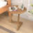 1 PCS Teak Wood Side Table Round Sofa End Table with Slatted Tabletop Nightstand