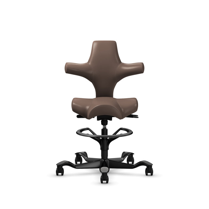  Fauteuil assis-debout avec repose-pieds HœG Capisco, Noir, Acajou brun 