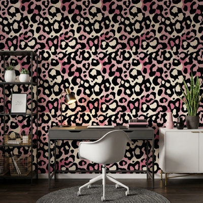 Papier peint adhésif noir Yeni Leopard