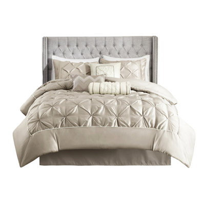 Édredon pour grand lit 7 pièces - décoration de chambre attrayante, coussins décoratifs, jupe de lit, magnifique édredon, taies décoratives, jupe