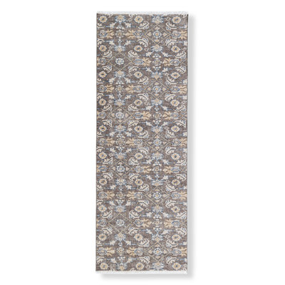 Wool Floral Area Rug in Brown/Blue