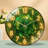 Golden Clock Numbers With Green Gem Art - 12'' Modern Glass Wall Clock
