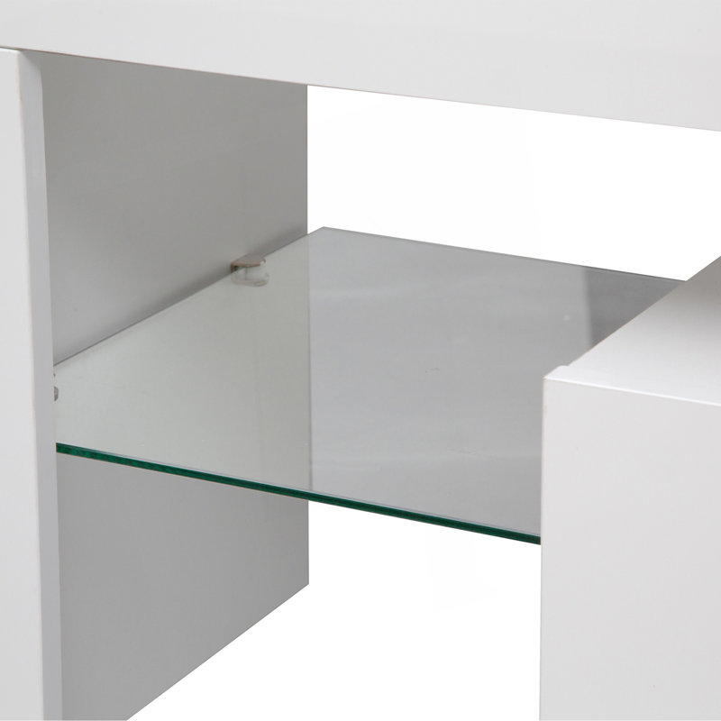 Meuble télé ultrabrillant avec lumières DEL, Blanc
