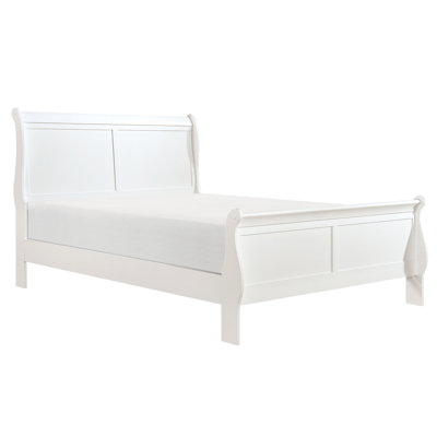 Lit de chambre à coucher de style classique, grand lit blanc, bois avec tête de lit et meubles de type rails, tête de lit