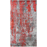 Abstract Area Rug in Red/Gray
