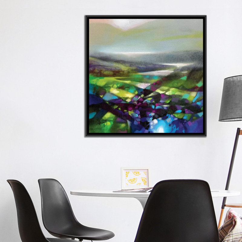 « displacement verts », reproduction sur toile, H 18 po x l 18 po x P 1,5 po, Toile avec cadre noir, Pas de tapis