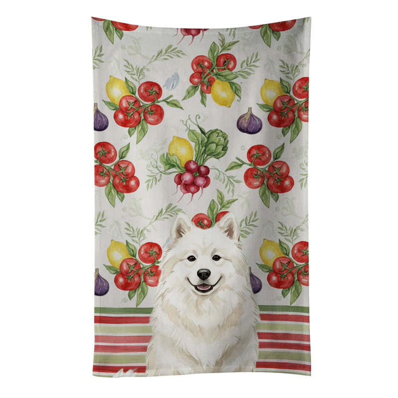Serviette de cuisine crème Samoyed Légumes, Samoyède crème