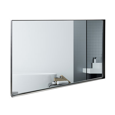 Bathroom 36X24inch Black Rectangle Mirror - Metal Frame, Clear And Accurate Reflection Rectangular Wall Luxury Feel, No Image