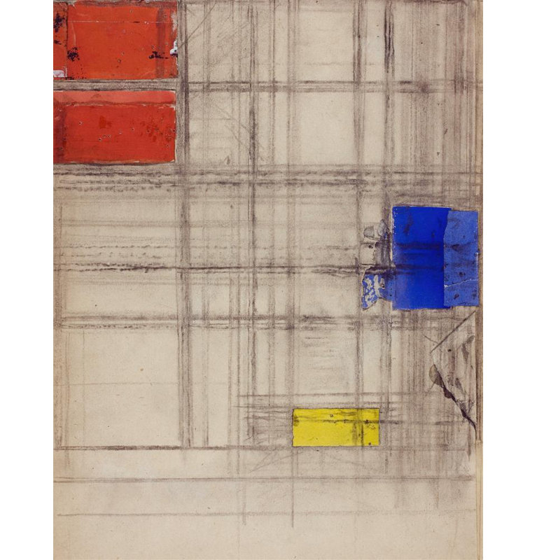 «Study for a Composition» par Piet Mondrian, reproduction d'art sur toile tendue avec châssis, H 48 po x l 33 po