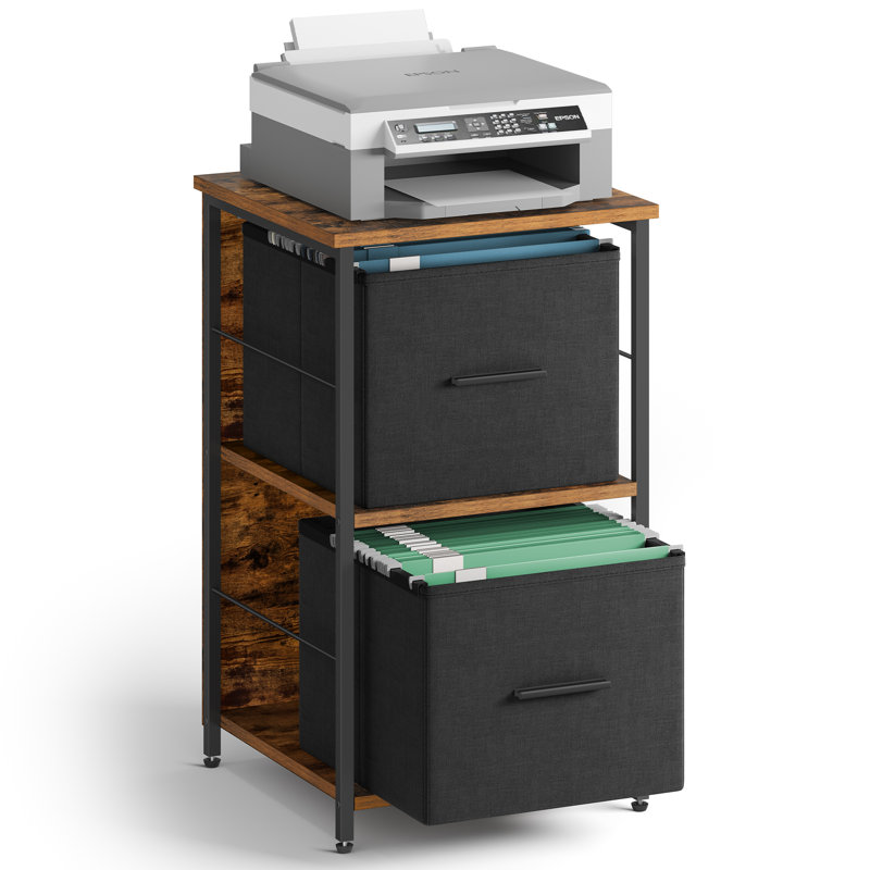 Agnis 38.5cm Wide File Cabinet, Black/Brown