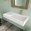  36 X 18 In. Solid Surface Wall Mount Bathroom Right Vessel Sink With Faucet Hole And Drain Cover