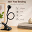 Lampe de lecture DEL à pince, flexible à 360°, avec col de cygne noir et éclairage doux pour les yeux, idéale pour les bureaux, les têtes de lit, les ordinateurs et la lecture nocturne.