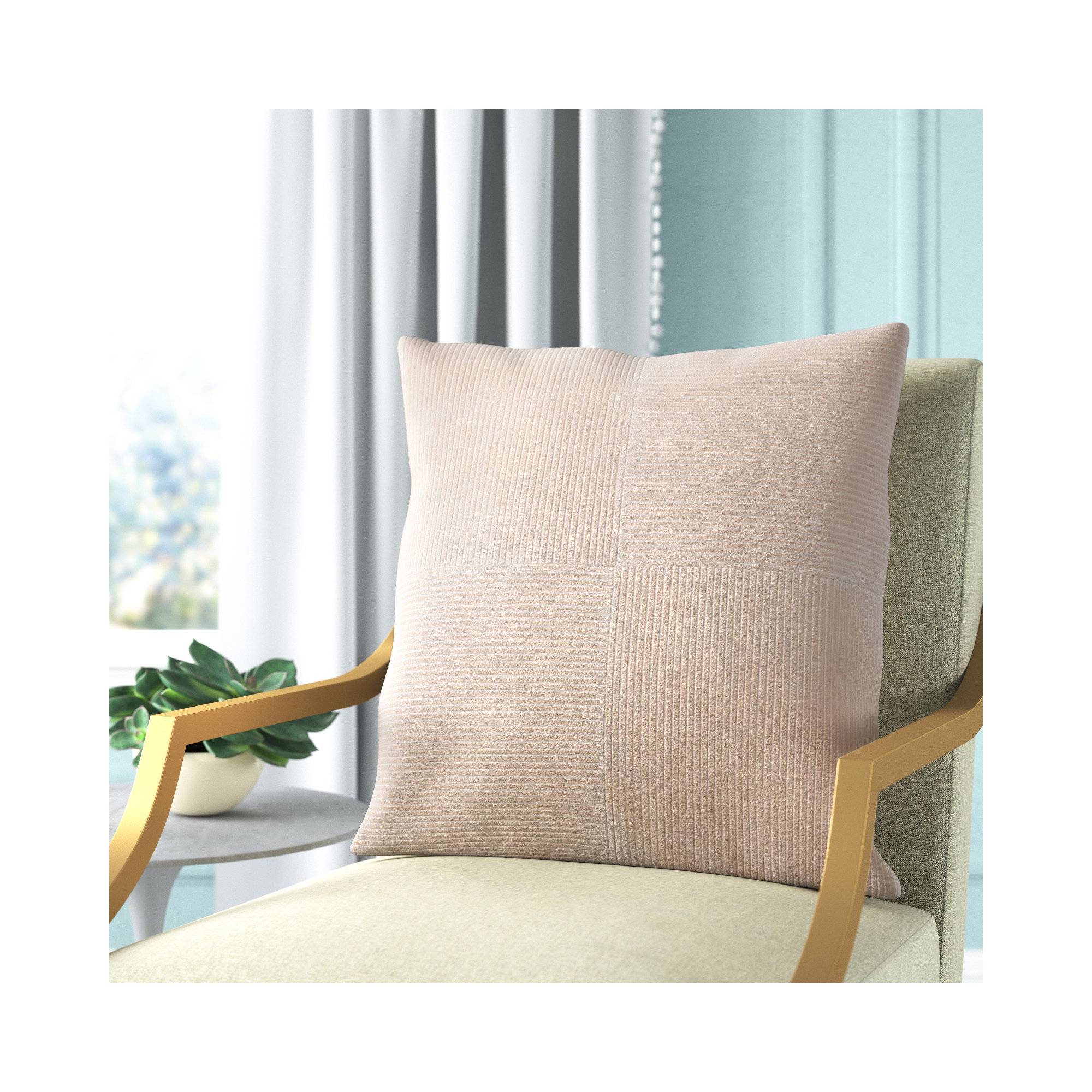 Selma Cotton Throw Pillow, Beige, 20" x 20"