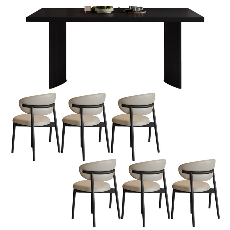 Table de salle à manger noire, H 29,53 po x L 55,12 po x l 31,5 po