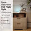 Table de chevet moderne de 23,6 po avec table de chevet moderne avec lumière de nuit intelligente, station de charge et tablette ouverte-126450751