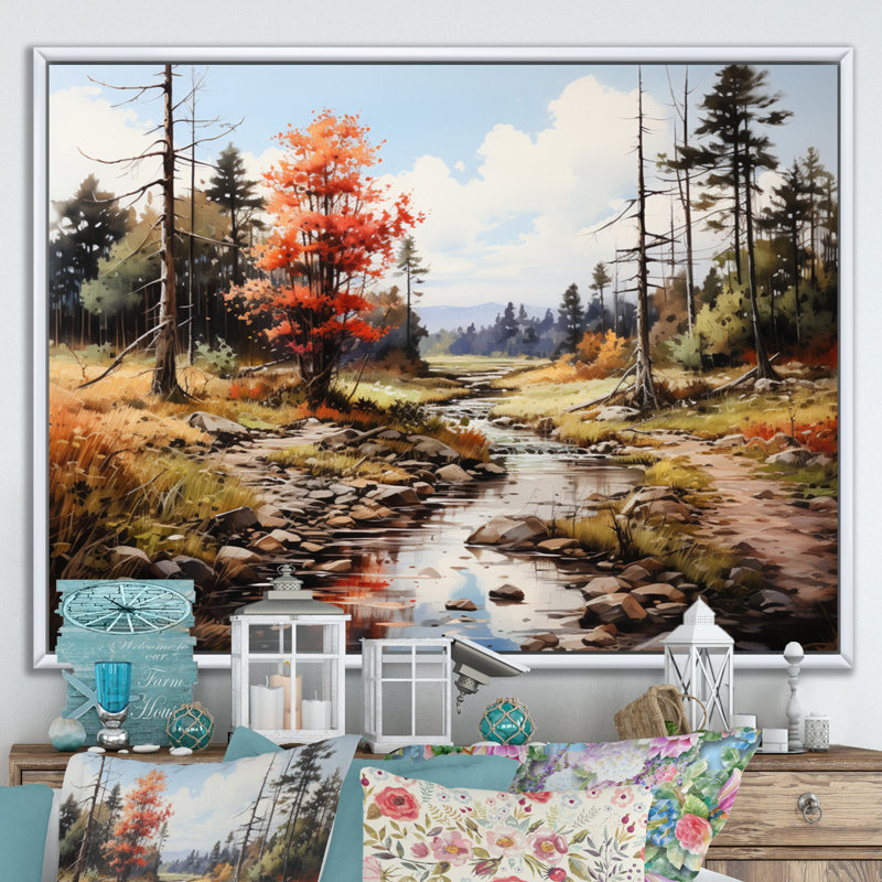 " Forest Adirondack Mountains ", Cadre flottant blanc, H 16 po x l 32 po x P 1 po