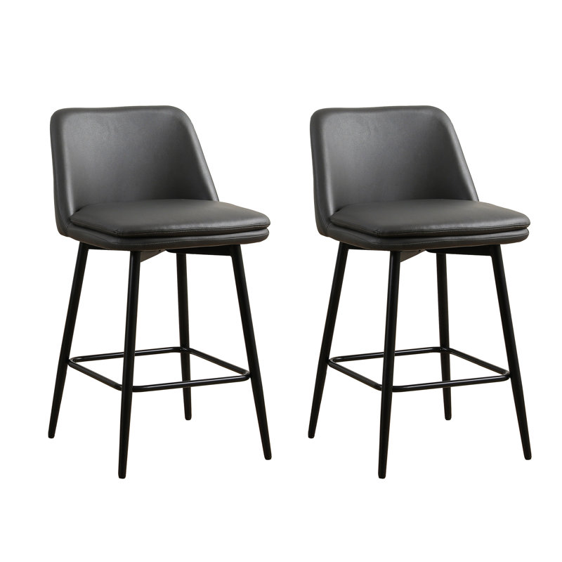 Deboroh 25.6" Swivel Upholstered  Bar & Counter Stool, Dark Gray