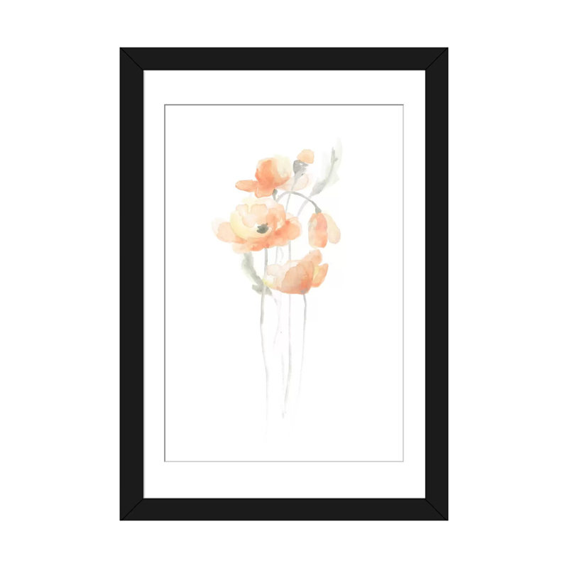 « délicat bouquet iv », impression sur toile, H 24 po x l 16 po x P 1 po, Papier d'art encadré noir, Blanc