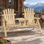 Banc Adirondack double classique à lattes avec table partagée, idéal pour des réunions confortables sur la véranda et dans le jardin.-590269490
