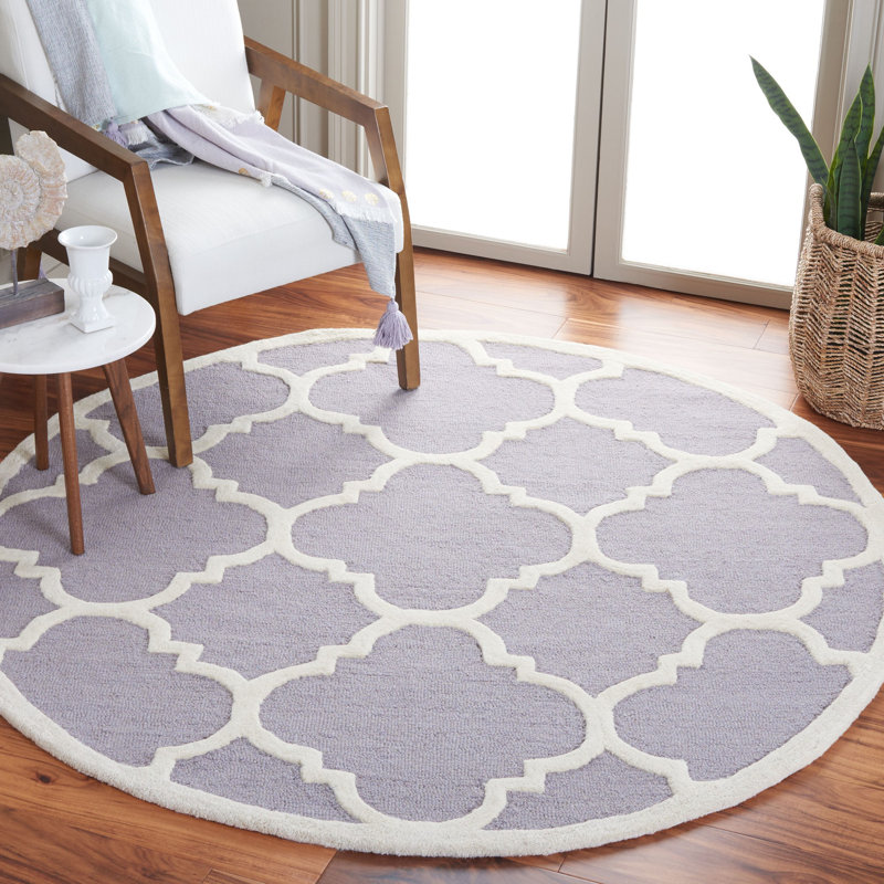 Cannen Hand Tufted Wool Geometric Rug, Round 6'