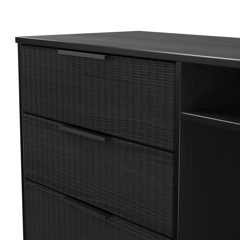 Fluted 3 Drawer TV Unit, Black