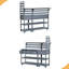 Chariot de cuisine en bois massif pour îlot de cuisine 62,3 po avec plateau en acier inoxydable, table de jardin avec tablette surélevée et tiroirs-1353836096