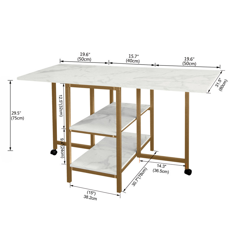 Table pliante portative pliable en deux 54,9 po DB-2105002-1, Or