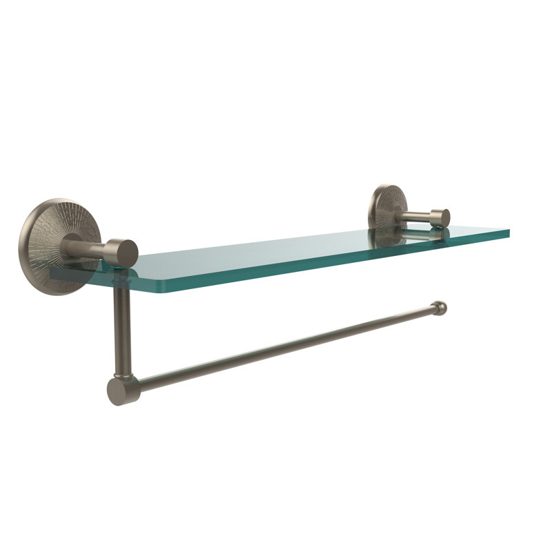 Marchmont Bracket Shelf with Towel Bar, Antique Pewter,  5" H x 22" W x 5" D