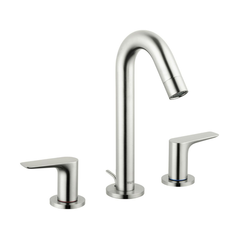 Logis Widespread Bathroom Faucet with Drain Assembly, Brushed Nickel