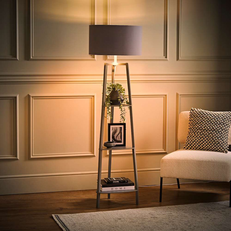 Aidrian 155cm Tripod Floor Lamp, No, Grey, Grey/Chrome