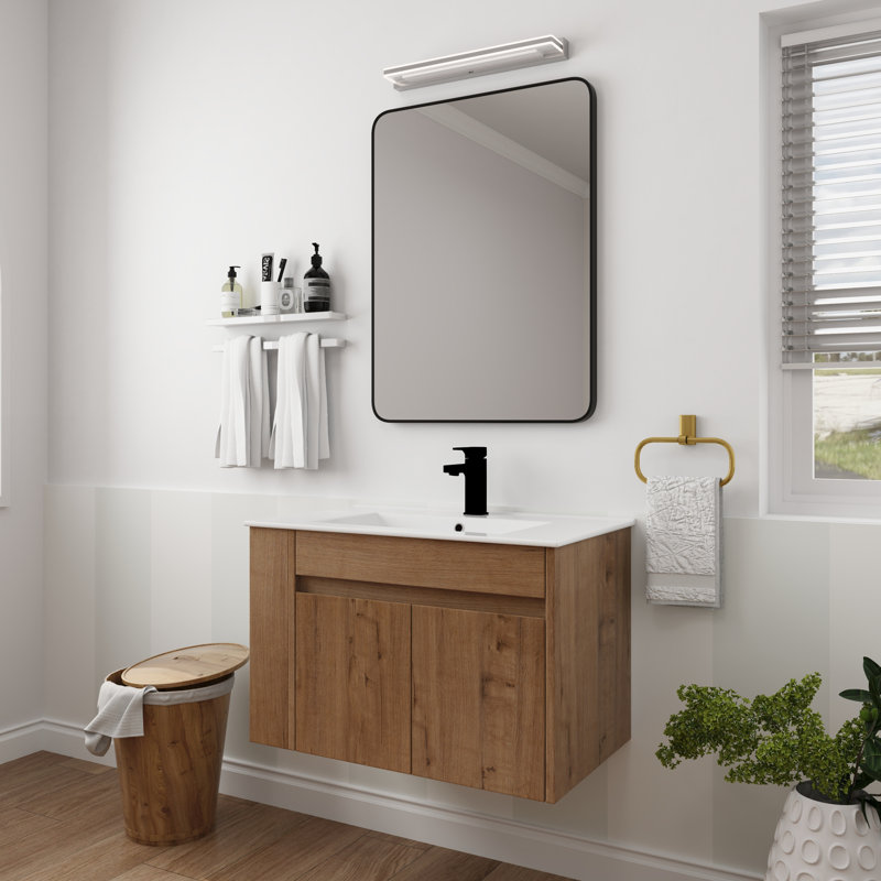30 Inch Bathroom Vanity With Ceramic Basin, White