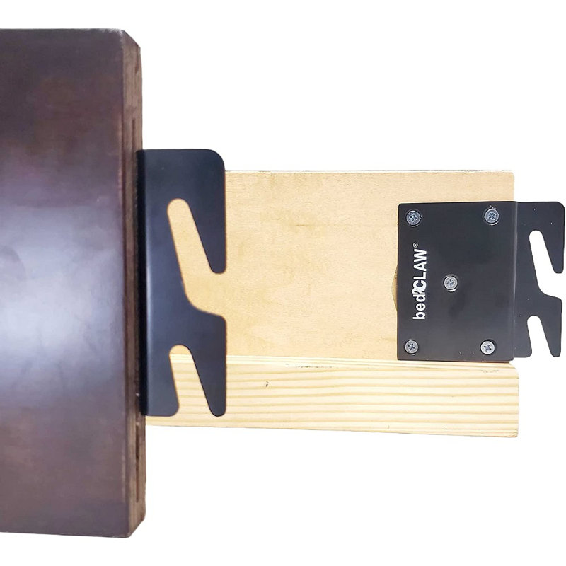 Heavy Duty Black Steel Offset Hook Plate Adapter for Wood Bed Rails
