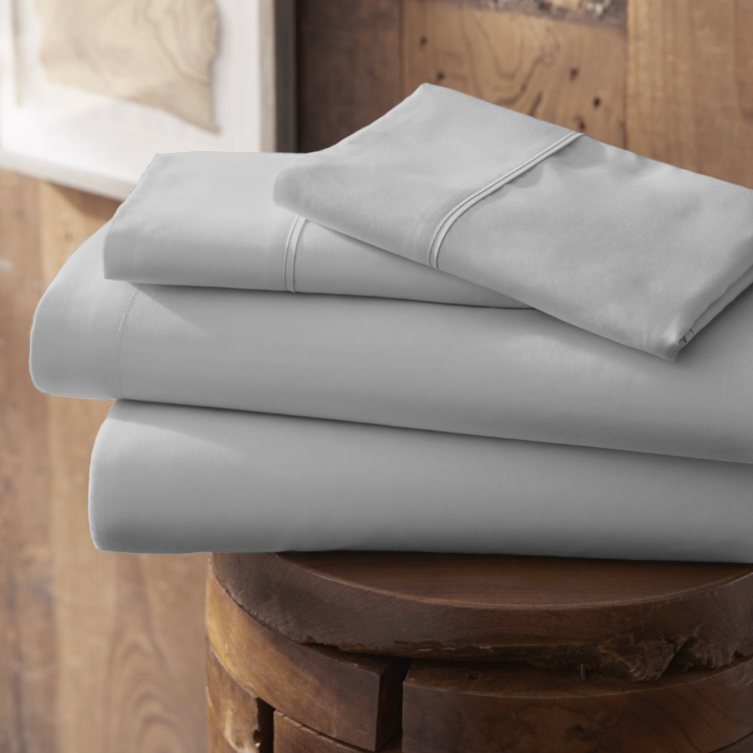 Sateen Double Brushed Microfiber Sheet Set Sharon Osbourne Home Color: Harbor Gray Size: Queen Sheet Set + Fitted Sheet + 2 Pillowcases