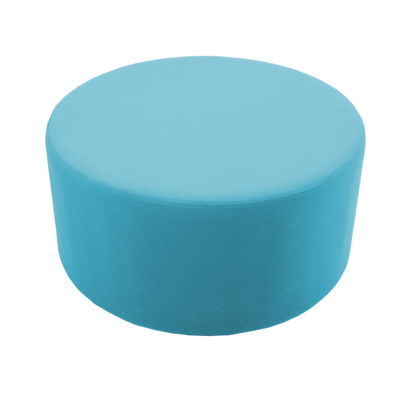 Outdoor 36" Round Ottoman with Sunbrella®, 18" H, Canvas Aruba