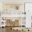 Lit mezzanine simple pour lit d'enfant multifonctionnel en bois massif blanc classique avec bureau intégré, tableau noir et rangement multiple