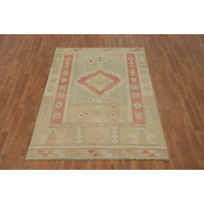 Tapis géométrique à tissage plat géométrique 5 x 7