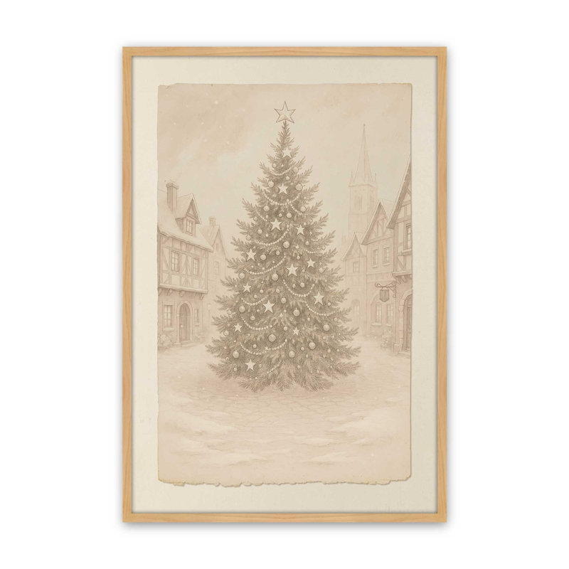 «Town Square Noel», reproduction d'art, 12 po x 16 po, Érable américain