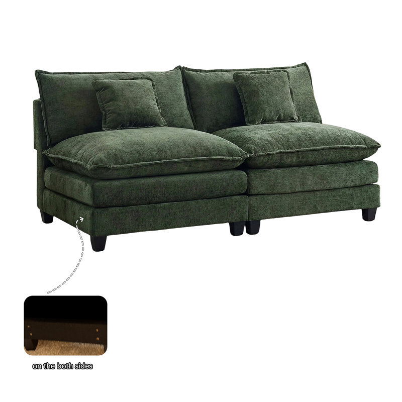 Canapé 2 places avec revêtement CHENILLE, Green Chenille