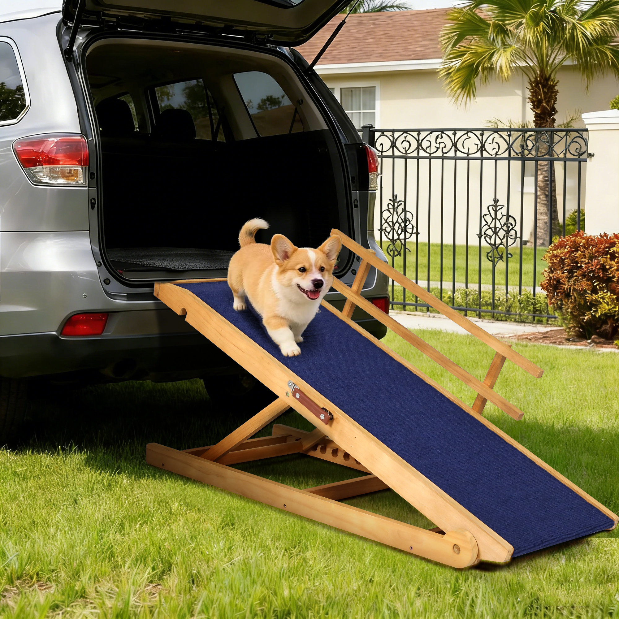 Tucker Murphy Pet™ Adjustable And Folding Wooden Dog Ramp With Side ...