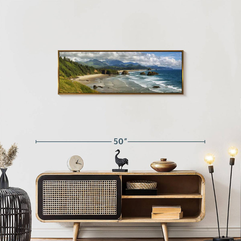 Cannon Beach Coast, Cadre flottant doré, 37" X 13"