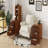 End Table with 3 Drawers, Corner Table with 2 Open Shelves, Tall Side Table for Bedroom and Corner-1390244689