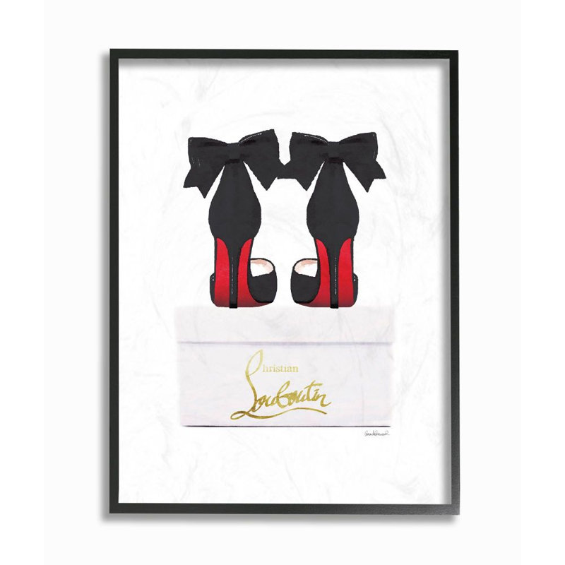 «Fashion Designer Black Shoes On Box», impression, H 14 po x l 11 po, Giclée encadrée noir minuit